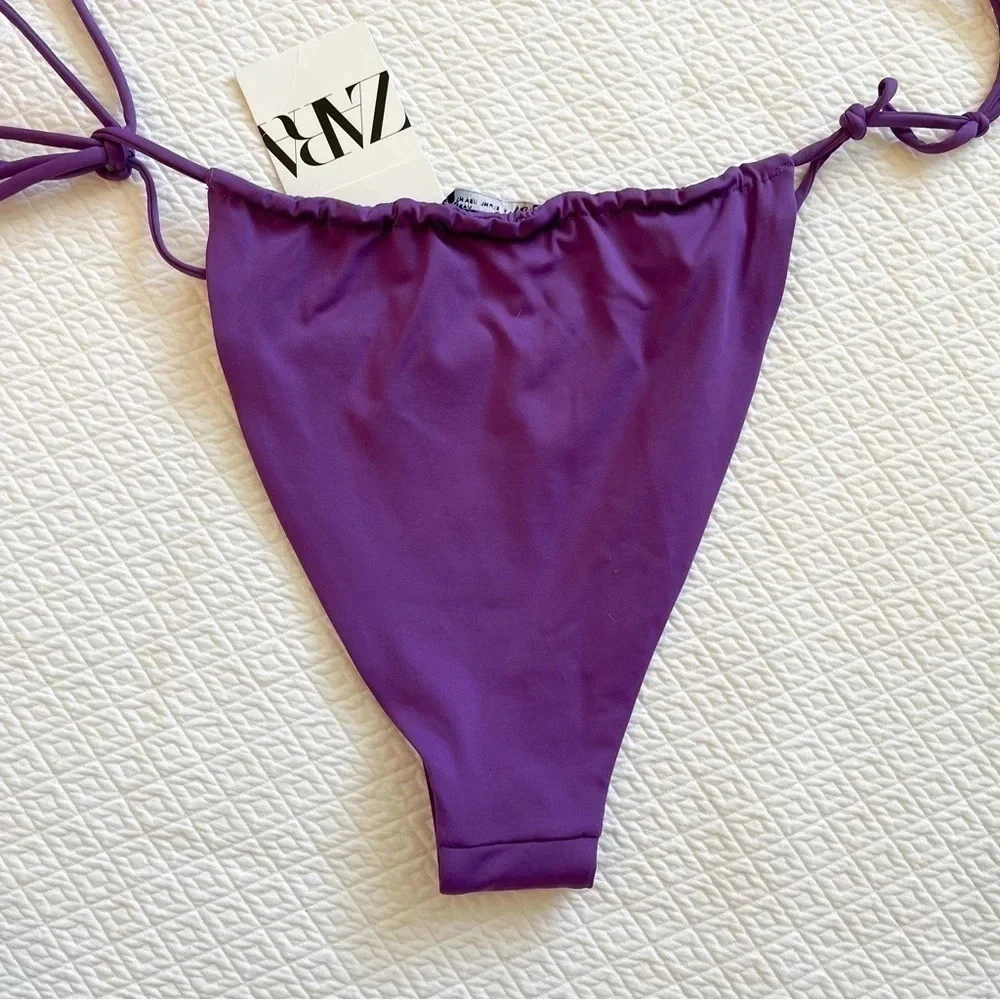 Zara Purple Ring Detail Bandeau Bikini Set